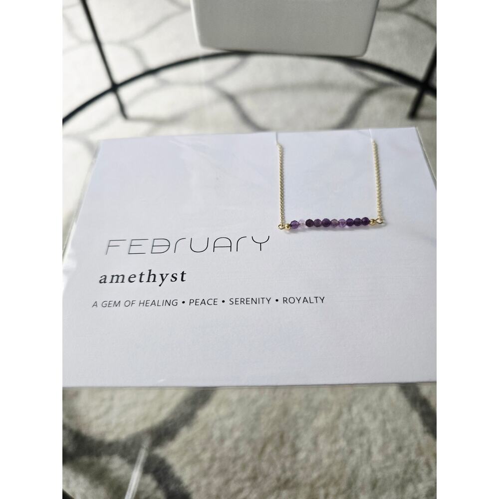14k Gold Dipped February Amethyst  Necklace New